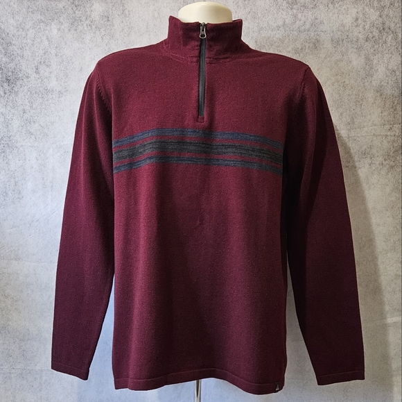 Prana Holberg Maroon Pullover 1/4 Zip Long Sleeve Sweater - Picture 2 of 11